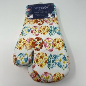 Happy Easter Egg 2 Piece Oven Mitt Set 100% Cotton